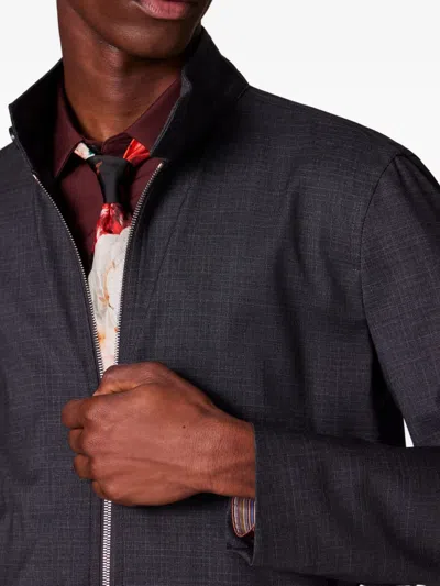 Paul Smith Check-pattern Bomber Jacket In Gray