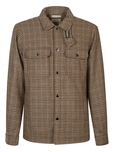 Woolrich Alaskan Houndstooth Pattern Jacket In Brown