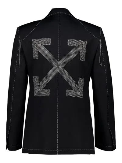 Off-white Stitch Single-breasted Blazer In Black