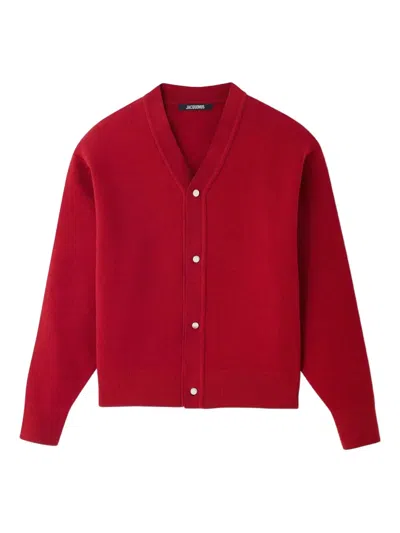Jacquemus Le Cardigan Doppio Wool Blend Cardigan In Red