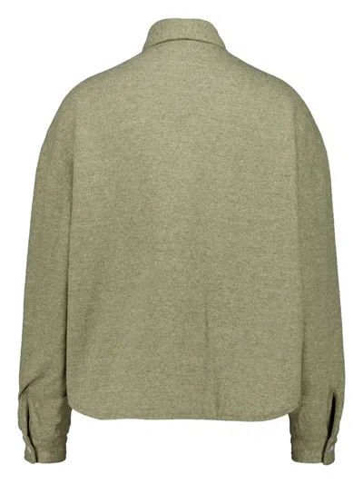 120% Lino Pocket Button Jacket In Green