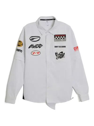 Puma X Asap Rocky Layered Pit Crew Button-down Shirt In White