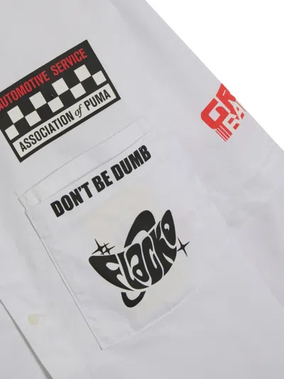 Puma X Asap Rocky Layered Pit Crew Button-down Shirt In White