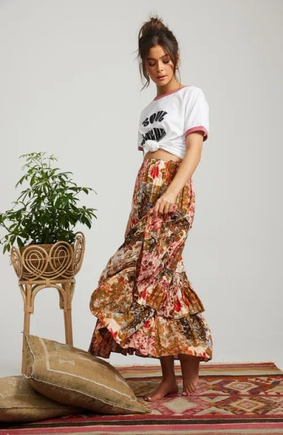 Talisman The Label Sassy Ruffle High/low Maxi Skirt In Multi