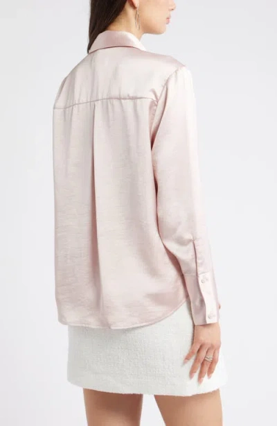 Open Edit Relaxed Fit Satin Button-up Shirt In Pink