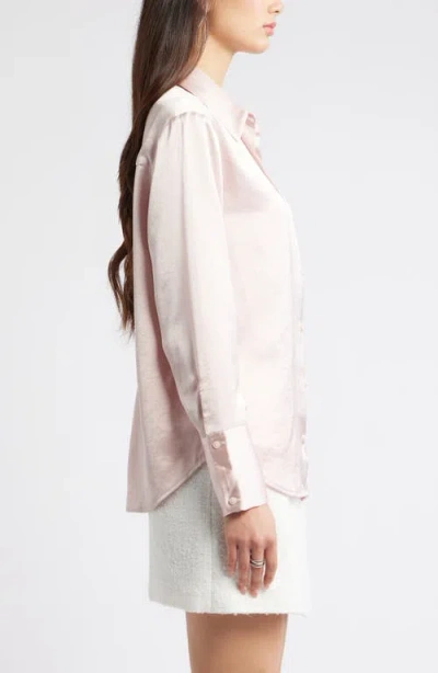 Open Edit Relaxed Fit Satin Button-up Shirt In Pink