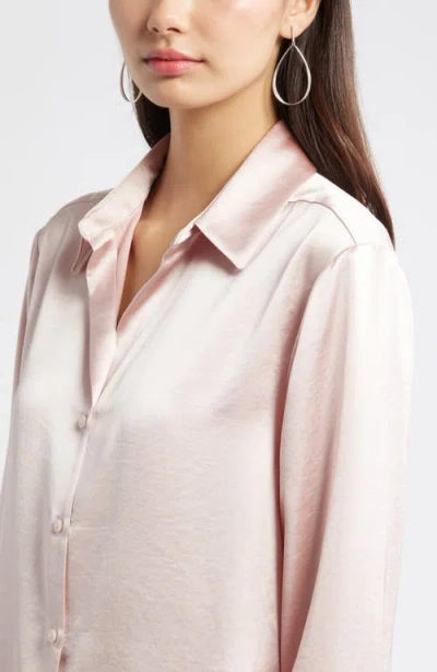 Open Edit Relaxed Fit Satin Button-up Shirt In Pink
