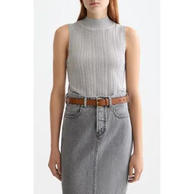 Scotch & Soda Metallic Pointelle Sleeveless Turtleneck Sweater In Gray