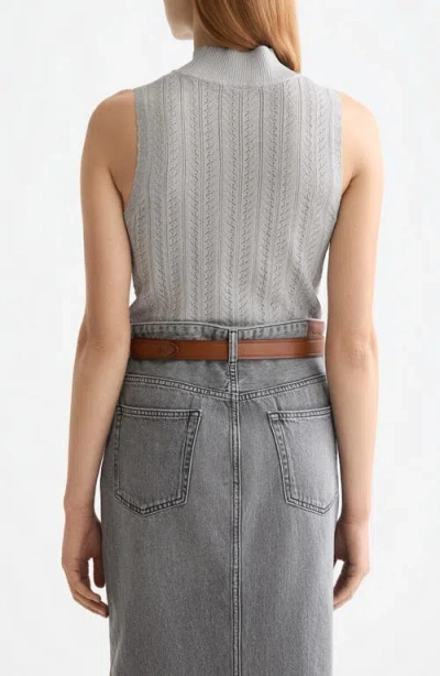 Scotch & Soda Metallic Pointelle Sleeveless Turtleneck Sweater In Gray
