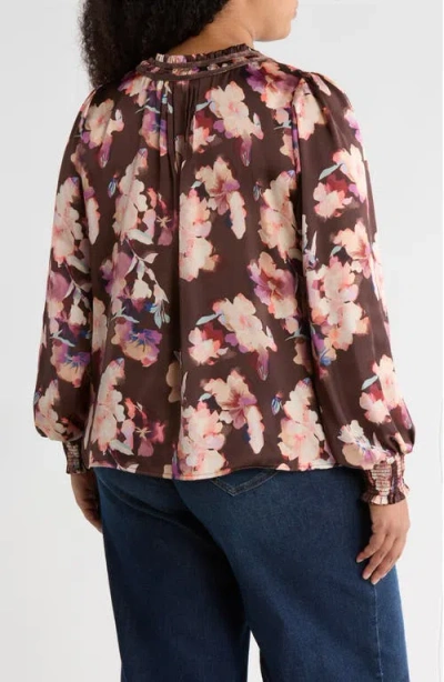 Treasure & Bond Pintuck Satin Top In Brown