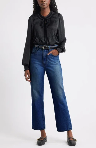 Treasure & Bond Pintuck Satin Top In Black