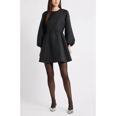 Caslonr Caslon(r) Long Sleeve Jaquard Minidress In Black