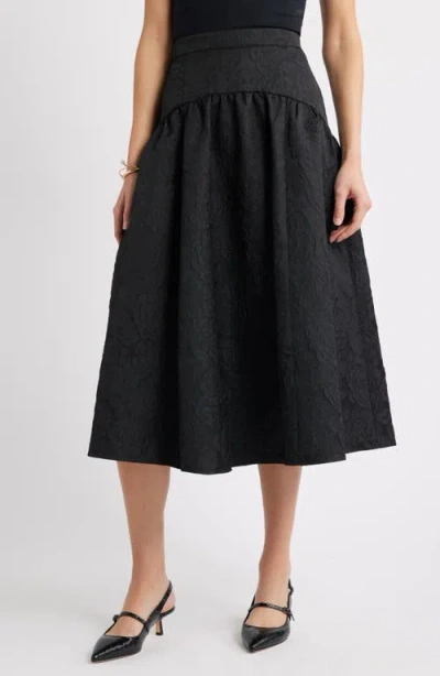 Caslonr Caslon(r) Floral Jacquard Full Midi Skirt In Black