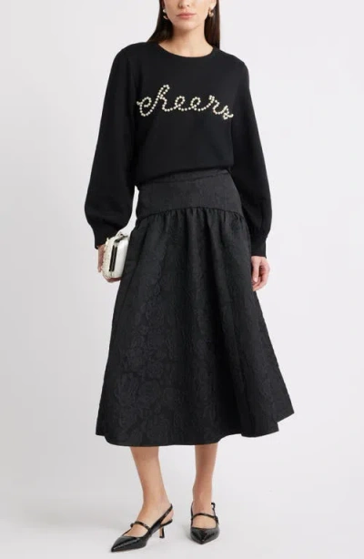 Caslonr Caslon(r) Floral Jacquard Full Midi Skirt In Black