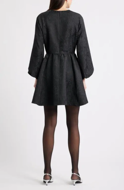 Caslonr Caslon(r) Long Sleeve Jaquard Minidress In Black
