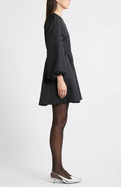 Caslonr Caslon(r) Long Sleeve Jaquard Minidress In Black