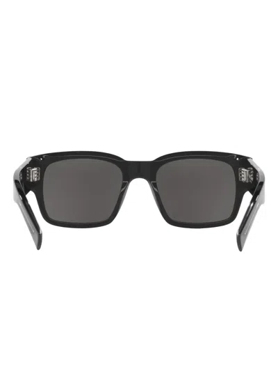 Saint Laurent Rectangle Logo Sunglasses In Black