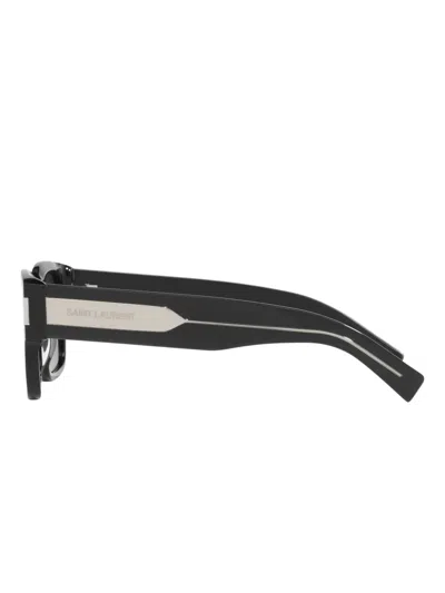 Saint Laurent Rectangle Logo Sunglasses In Black