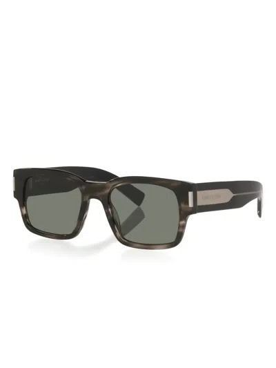 Saint Laurent Sl 617 Rectangle-frame Sunglasses In Brown