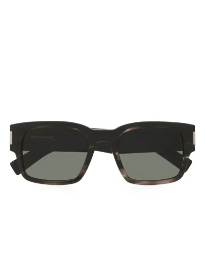 Saint Laurent Sl 617 Rectangle-frame Sunglasses In Brown