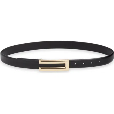Nordstrom Alia Plaque Buckle Leather Belt In Black