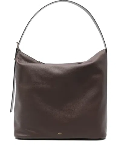 Apc A.p.c. Vera Leather Shoulder Bag In Brown