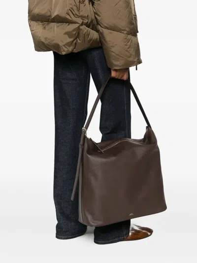 Apc A.p.c. Vera Leather Shoulder Bag In Brown