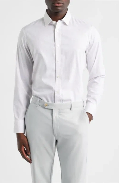 Mizzen + Main Mizzen+main Hilton Trim Fit Grid Performance Cotton Blend Button-up Shirt In White