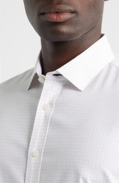 Mizzen + Main Mizzen+main Hilton Trim Fit Grid Performance Cotton Blend Button-up Shirt In White