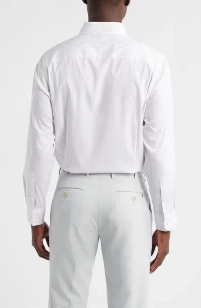 Mizzen + Main Mizzen+main Hilton Trim Fit Grid Performance Cotton Blend Button-up Shirt In White