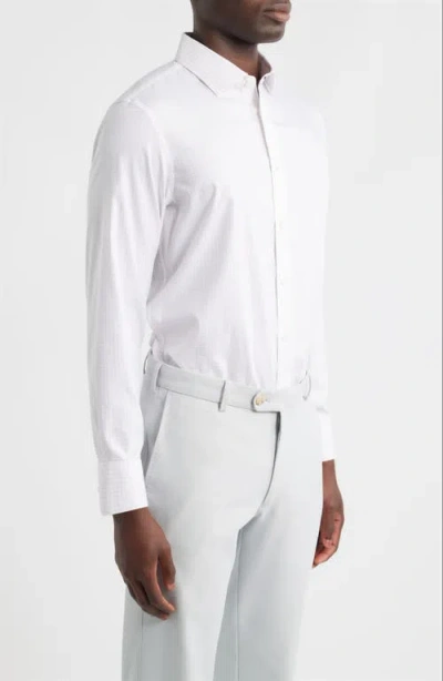 Mizzen + Main Mizzen+main Hilton Trim Fit Grid Performance Cotton Blend Button-up Shirt In White