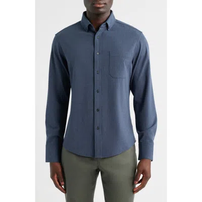 Mizzen + Main Mizzen+main City Flannel Trim Fit Button-down Shirt In Blue