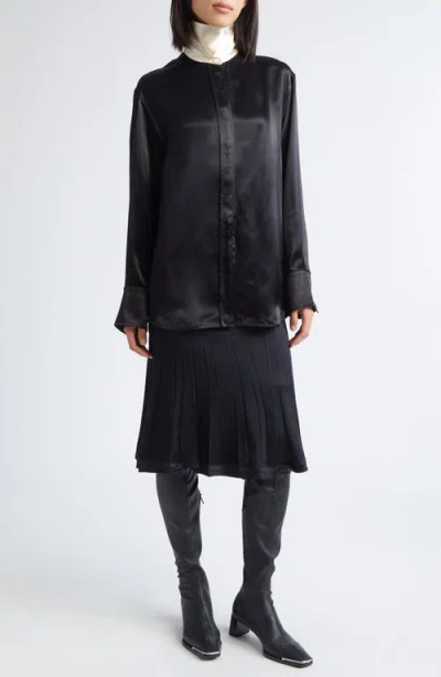 Jil Sander Relaxed Fluid Satin Button-up Shirt In Black