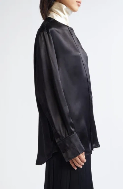 Jil Sander Relaxed Fluid Satin Button-up Shirt In Black