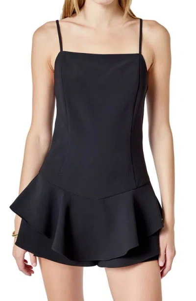 Endless Rose Ruffle Sleeveless Romper In Black