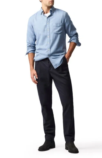 Rodd & Gunn Fielding Pleated Tapered Cotton Twill Chinos In Blue