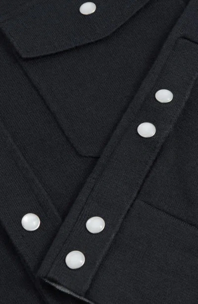 Reiss Ledger Cotton & Cashmere Snap-up Shirt In Blue