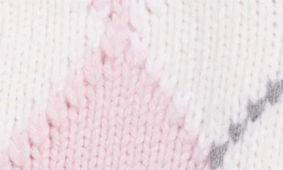 Thom Browne Argyle Intarsia Shrunken Virgin Wool Blend Cardigan In Pink