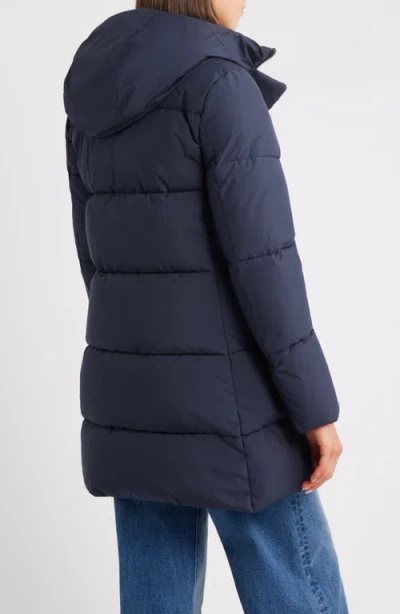 Save The Duck Bethany Waterproof Hooded Quilted Parka In Blue