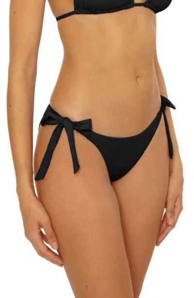 Becca Virtue Code Tie Side Hipster Bikini Bottom In Black In Black