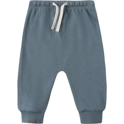 Quincy Mae Pointelle Organic Cotton Joggers In Blue