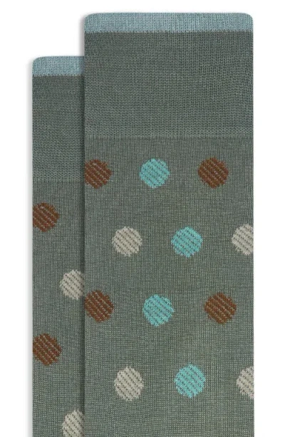 Bugatchi Gradient Dot Mercerized Cotton Blend Dress Socks In Green