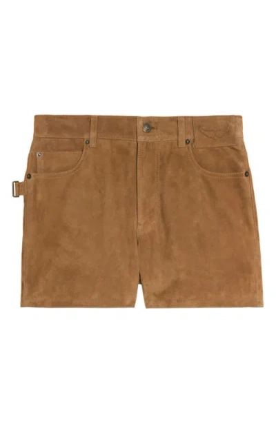 Zadig & Voltaire Womens Daim Sadys Mid-rise Suede Shorts In Nude