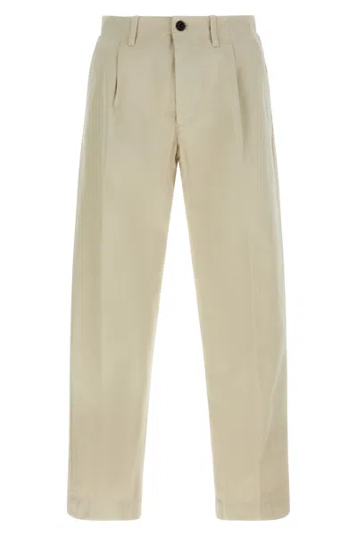 Incotex Pleated Front Cotton Trousers With Belt Loops In Neutral