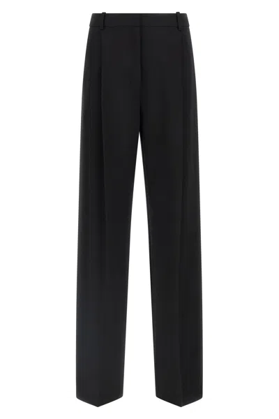 Elisabetta Franchi High-waisted Trousers With Wide Legs And Decorative Button Details In Black