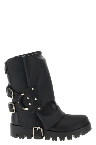 Dolce & Gabbana Dolce&gabbana Women Ankle Boot In Rubber And Leather In Black