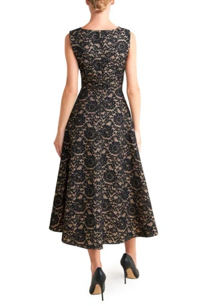 Freemarket Sleeveless Cotton Blend Lace Fit & Flare Midi Dress In Black