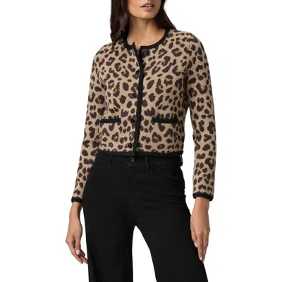 Paige Oberon Leopard Spot Crop Merino Wool Cardigan In Multi