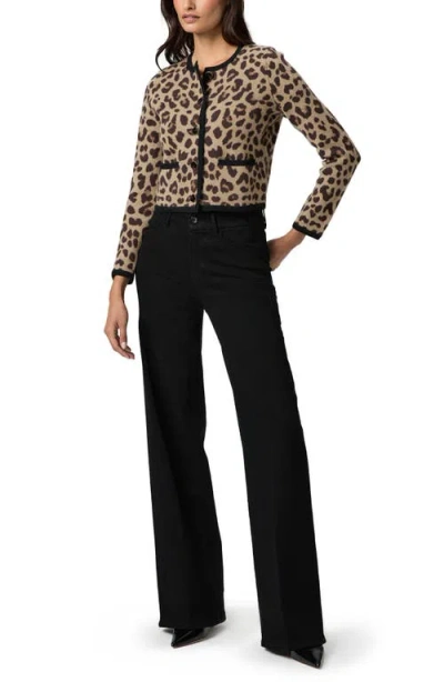 Paige Oberon Leopard Spot Crop Merino Wool Cardigan In Multi