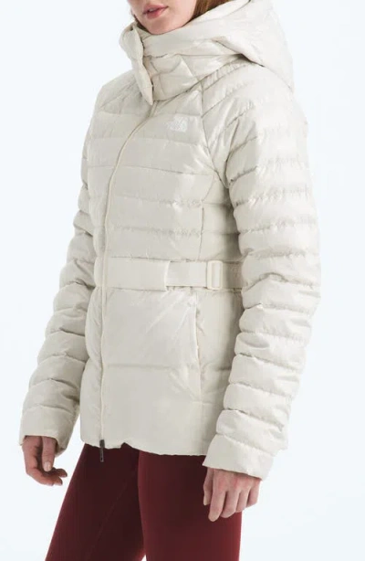 The North Face Metropolis Water Repellent 600 Fill Power Down Hooded Jacket In White